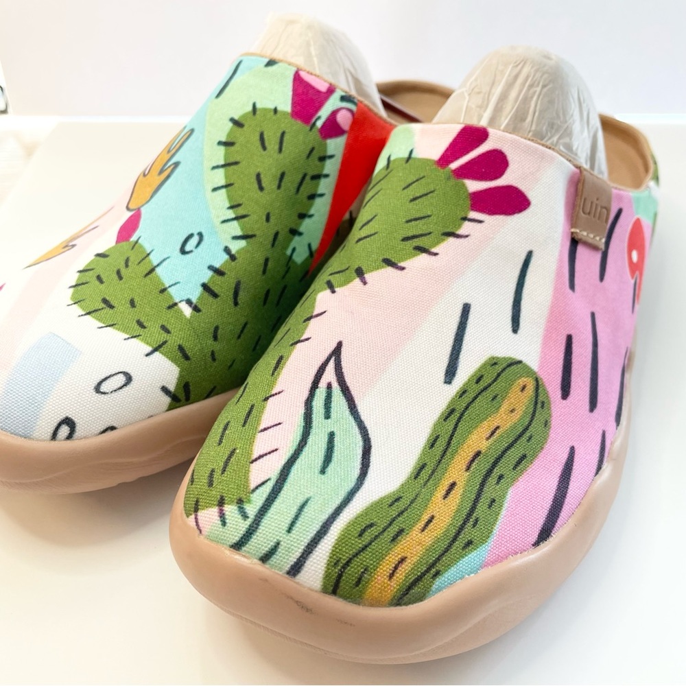 Size 8 NWT UIN Slipper Shoes Mule Canvas Cactus - Picture 6 of 8